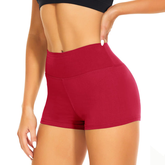 CAMPSNAIL Workout Biker Shorts Women - 3"/5"/8" High Waisted Tummy Control Spandex Booty Volleyball Shorts for Yoga Dance Red