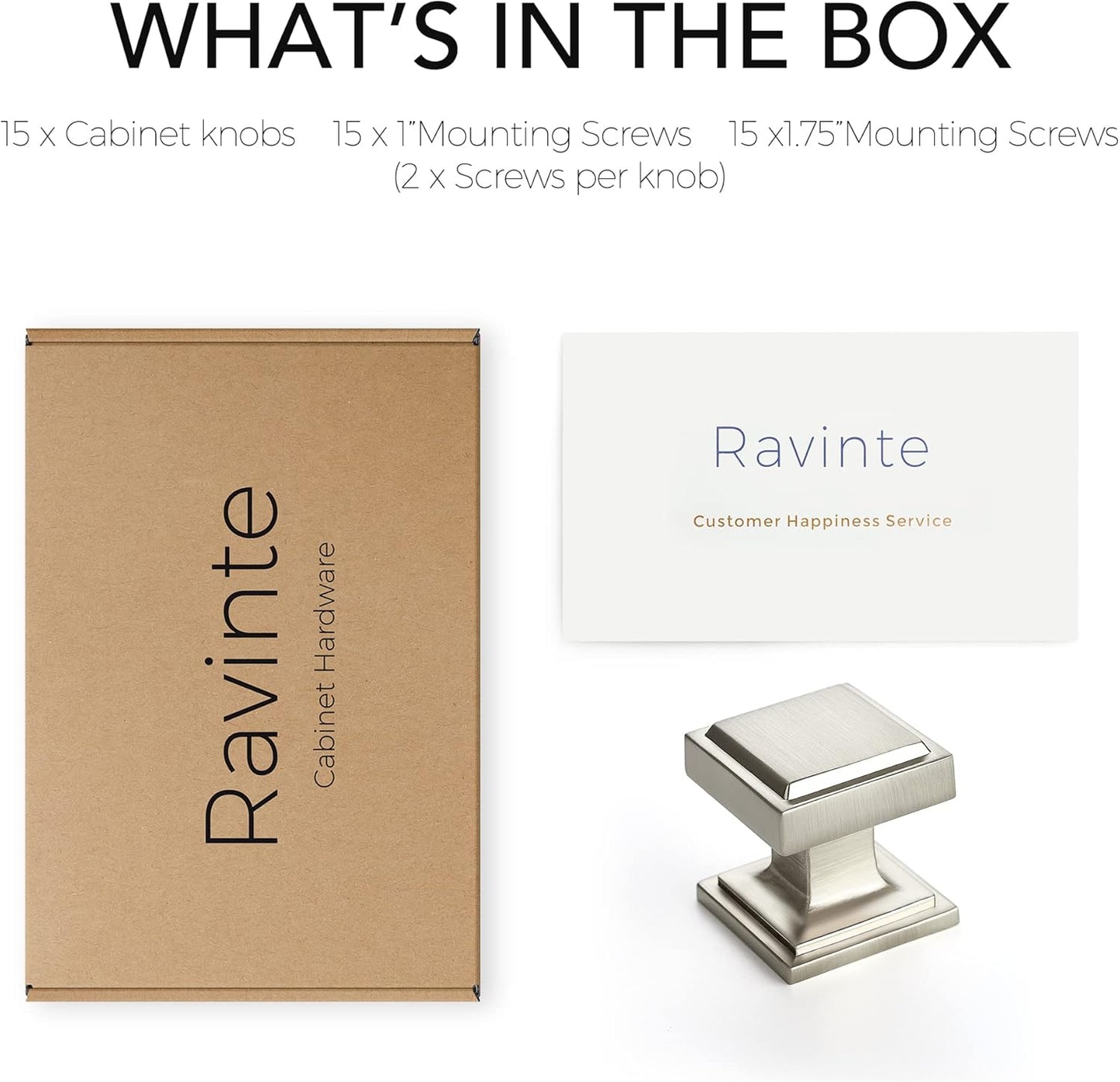 30 Pack Matte Black Square Kitchen Cabinet Knobs - Modern Zinc Drawer Pulls & Handles