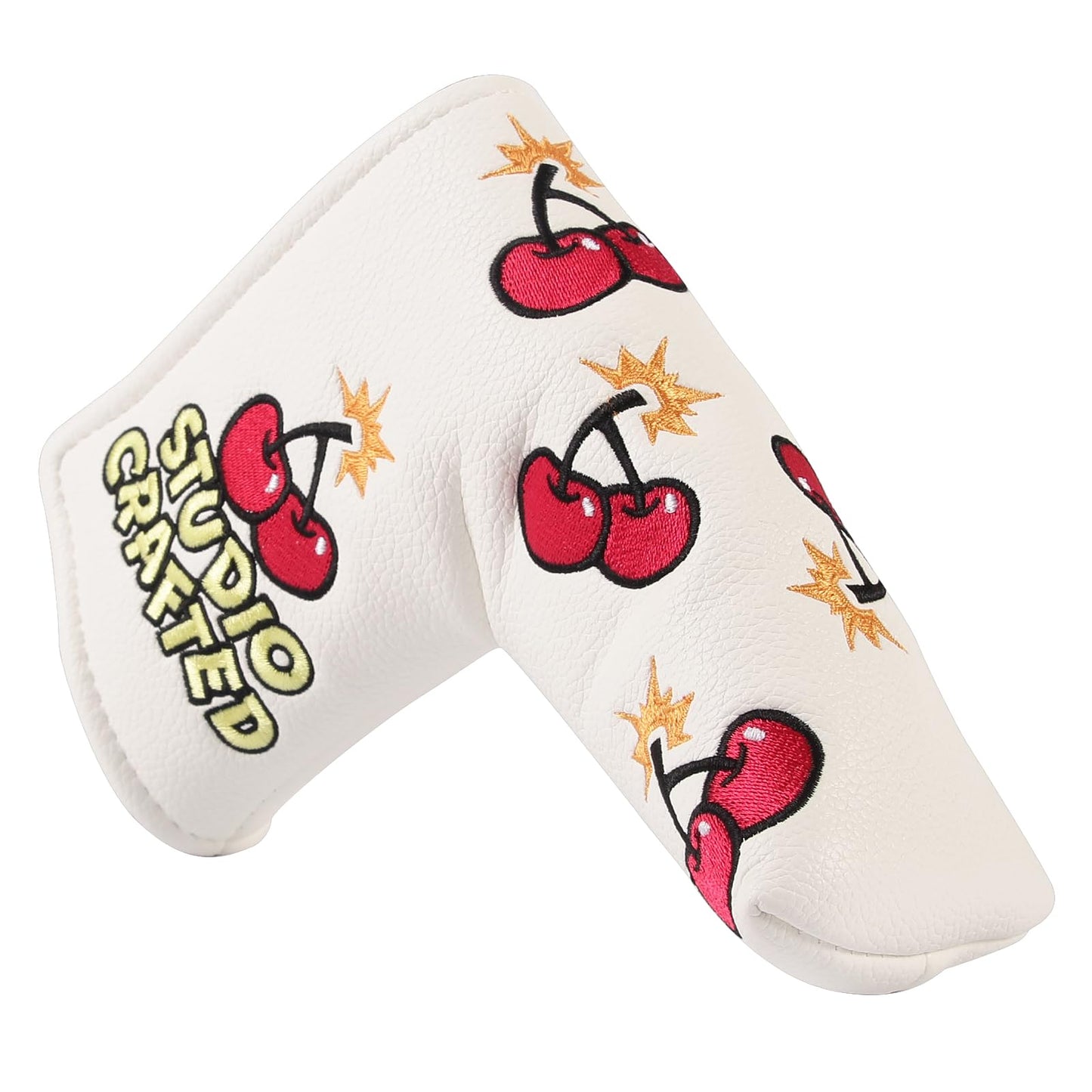 Studio Crafted Cherry Bombs Blade Golf Putter Cover Magnetic Golf Putter Headcovers (White)