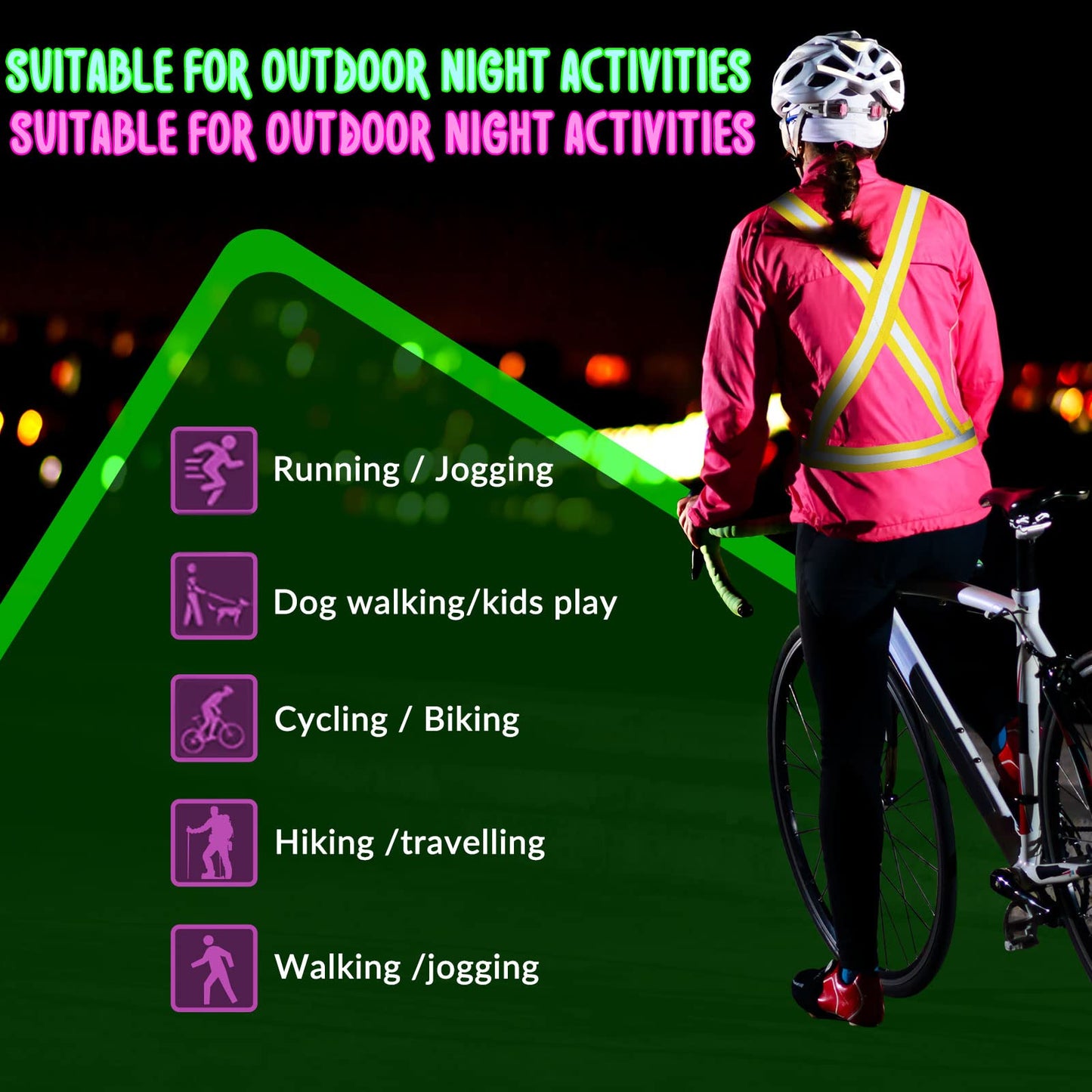 Macarrie 30 Pack Reflective Running Vest High Visibility Safety Vests, Lightweight Adjustable Elastic Reflective Gear for Night Running Jogging Cycling Walking Hiking Dog Walking Men Women Bulk Pack