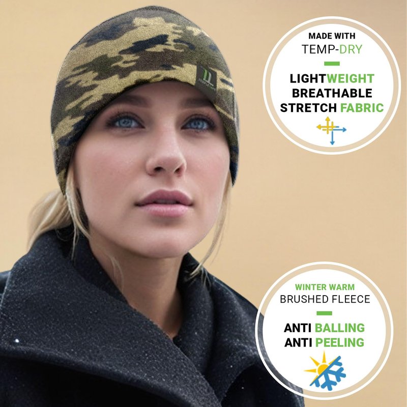 Temple Tape Tactical Fleece Watch Cap Beanie – Skull Cap Fleece Hat - Camouflage - One Size (Fits Most Heads)