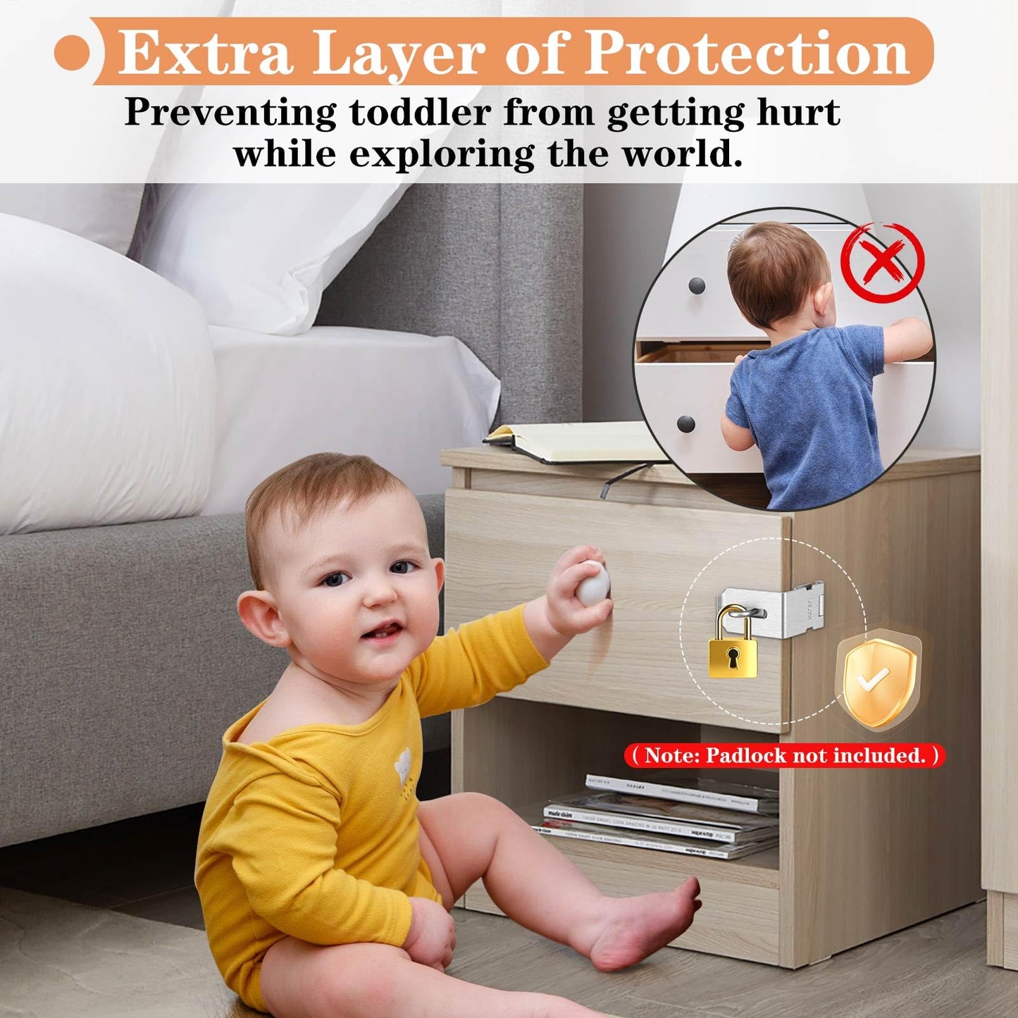 Mixizigoz 90 Degree Hasp Lock Latch, Right Angle Safe Padlock Clasp Hasp for Personal Privacy, 304 Stainless Steel Security Desk Drawer Lock Latch (Silver-1 Pc)