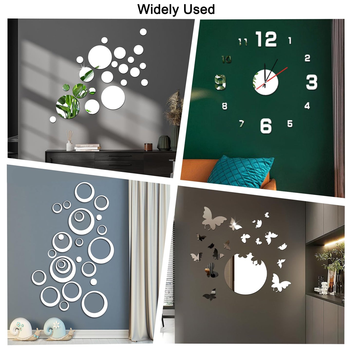 [Buy One Get Five] Acrylic Mirror Wall Stickers, 3D Teardrop Removable DIY Teardrop Peel and Stick Mirror Wall Decal Set for Living Room Bathroom Home Office Background Decorations (Silver)