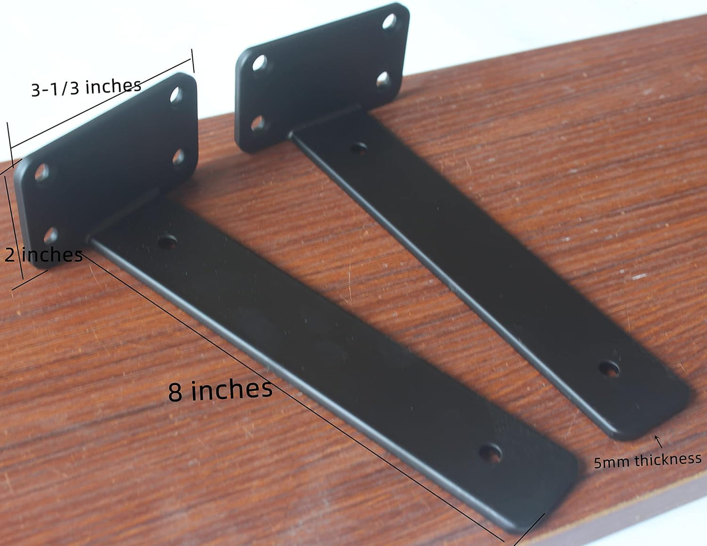 10-Inch Black Iron Floating Shelf Brackets - 12 Pack Rustic Industrial Support