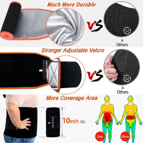 KingPavonini Waist Trimmer | Plus Size Sweat Belt for Men and Women - Enhanced Comfort & Support