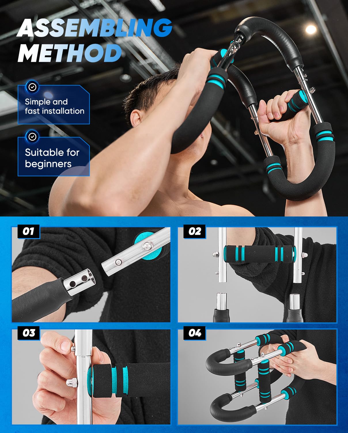 2026 New Saker Twister Arm Trainer, Adjustable Chest Workout Equipment,Forearm Strengthener, Arm Exercise Gift for Home Gym, for Men, Ideas for Fitness Enthusiasts (20-60LB)