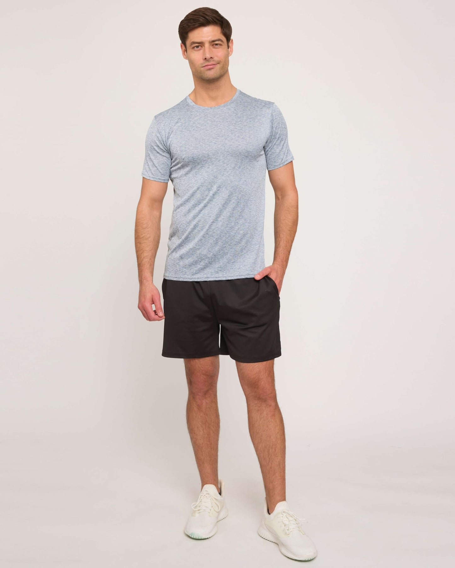 Real Essentials 5 Pack: Men's Dry-Fit Short Sleeve Crew Neck T Shirts Fitness Running Gym Workout Cool Exercise Athletic Tee, Set 16, Small