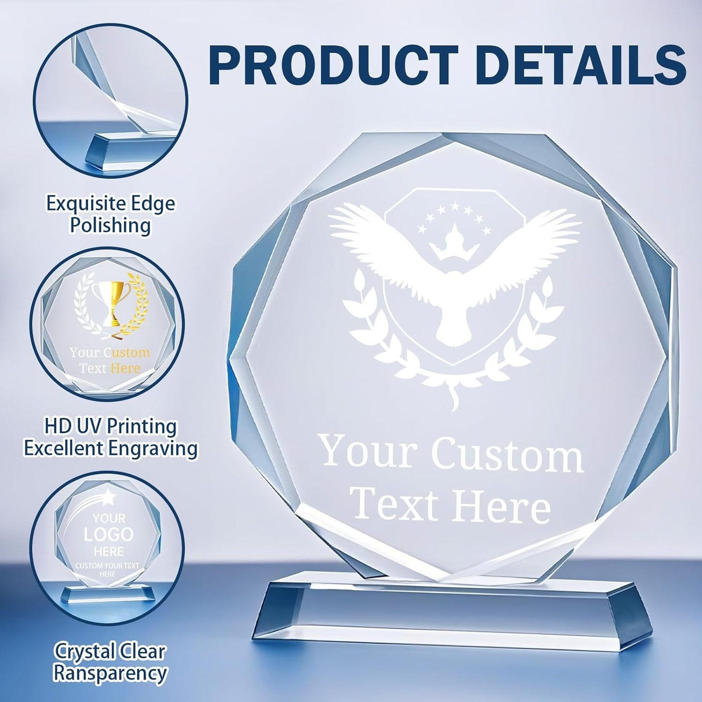 Personalized Crystal Trophy Award - Engraved Plaques for Employee Recognition | Perfect Coworker Gift