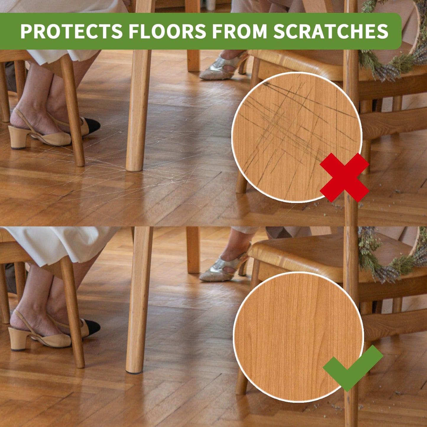 COVERCORNER Non Slip Furniture Pads 16 PCS 2'' Round - Anti Slip Furniture Pads - Self Adhesive Rubber Feet Furniture Feet - Chair Leg Floor Protectors - Keep Furniture in Place