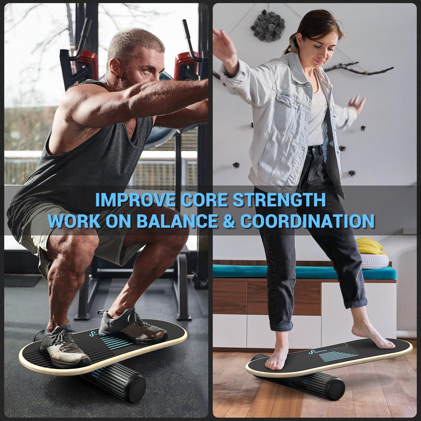 Sportneer Balance Board, 7-Mode Balance Trainer with Roller & Ball