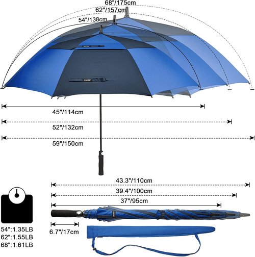 G4Free Automatic Open Golf Umbrella - Oversized Double Canopy, Windproof & Waterproof | 47-72 Inch