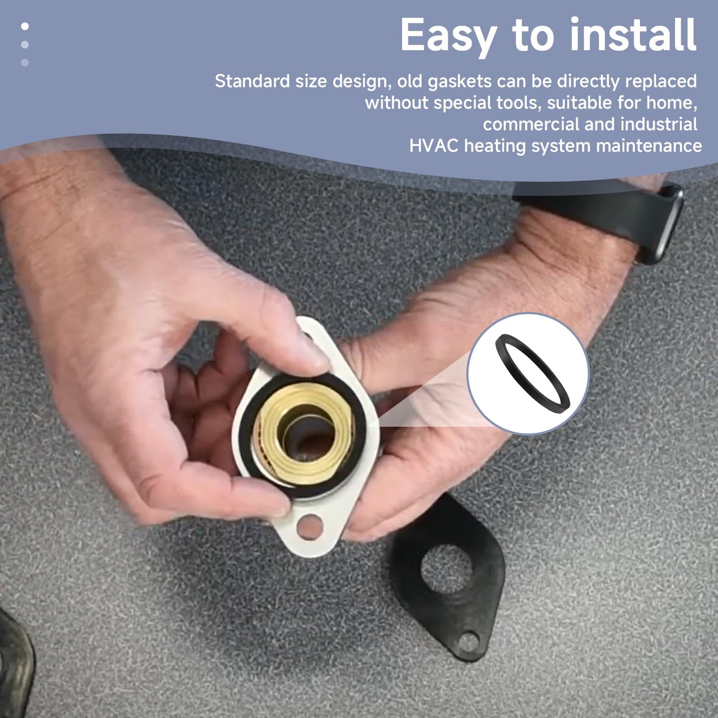 Numano (6-Pack) For 007-007RP High-Temperature Rubber Flange Gasket Set for Circulating Pumps flange gaskets, Compatible with Taco Water Heating Systems