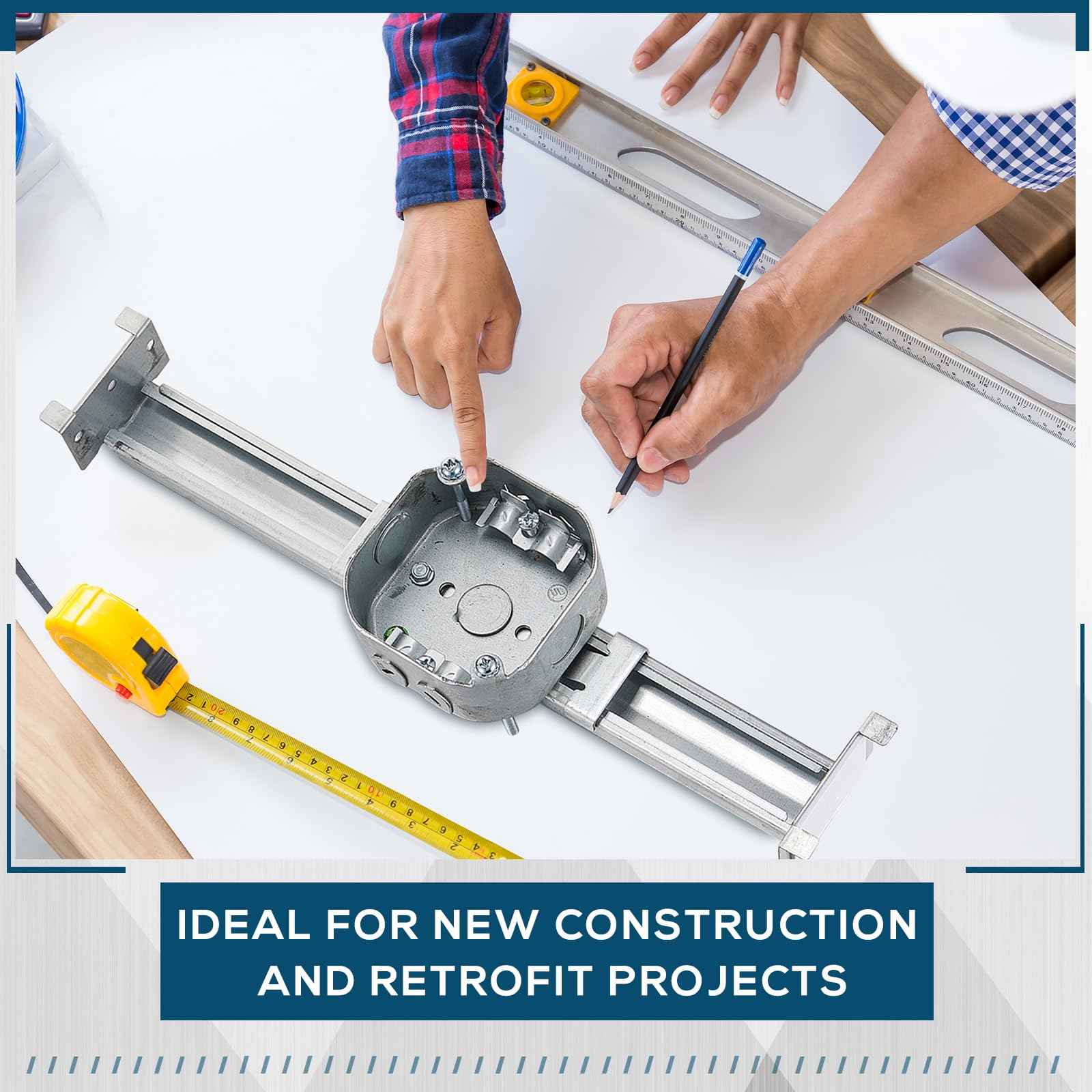 Tandefio 1 Pcs Adjustable Ceiling Fan Bracket Ceiling Mounting Bracket Electrical Box for Fans and Light Fixtures, 14.7 Inches in Length