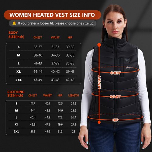 CHAPAREL Women’s Heated Vest with Battery Pack Included, 7.4V Smart Washable Rechargeable Electric Lightweight Heating Vest