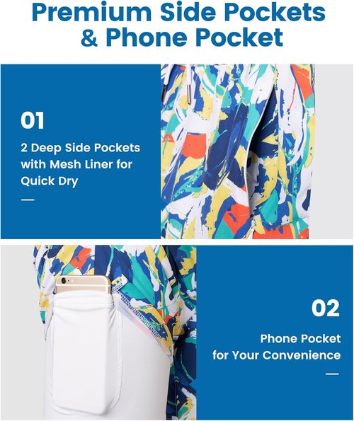 Maamgic Men's 2-in-1 Swim Trunks - 7 Inch Board Shorts with Quick-Dry Comfort & Style
