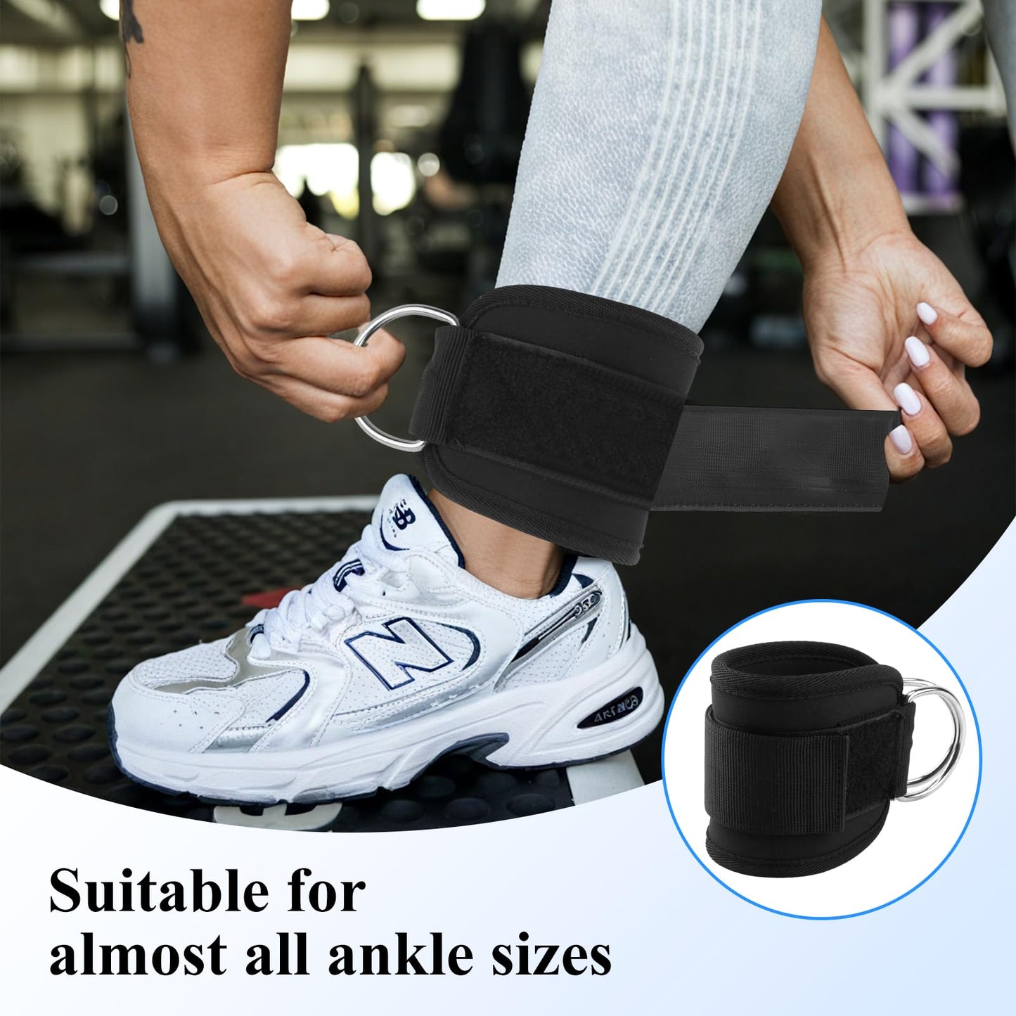 2-Pack Ankle Straps for Cable Machines – Comfortable Adjustable Gym Ankle Cuffs for Kickbacks and Glute Workouts, Ankle Bands for Exercise, Booty and Hip Abductor Exercises for Women and Men