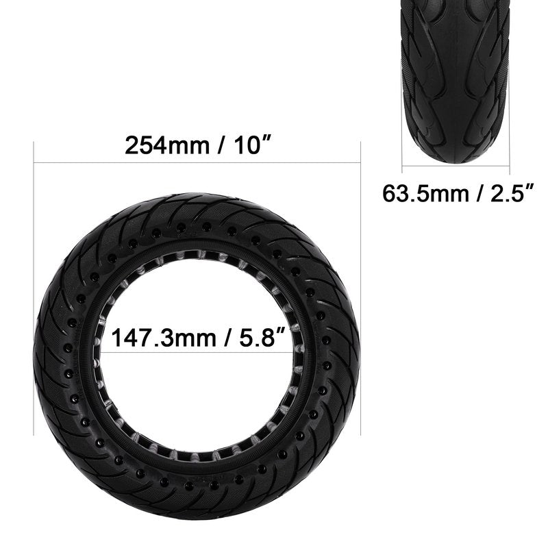 RUTU 2 PCS 10x2.5 Inches Solid Tire for Segway Ninebot MAX G30 G30P G30LP Gotrax G5 G6 Hover 1 Alpha Zero10X OKAI Neon Pro 60/70-6.5 Electric Scooter Replacement Wheel