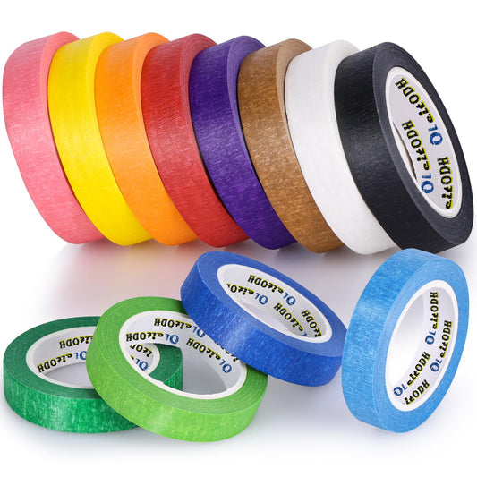 Oleitodh 12 Rolls Colored Masking Tape-1/2 inch x 1080 Ft Painters Tape, Rainbow Colors Rolls Bulk Kids Colorful Paper Marking Tape Decorative Arts Crafts Labeling DIY School Classroom Supplies