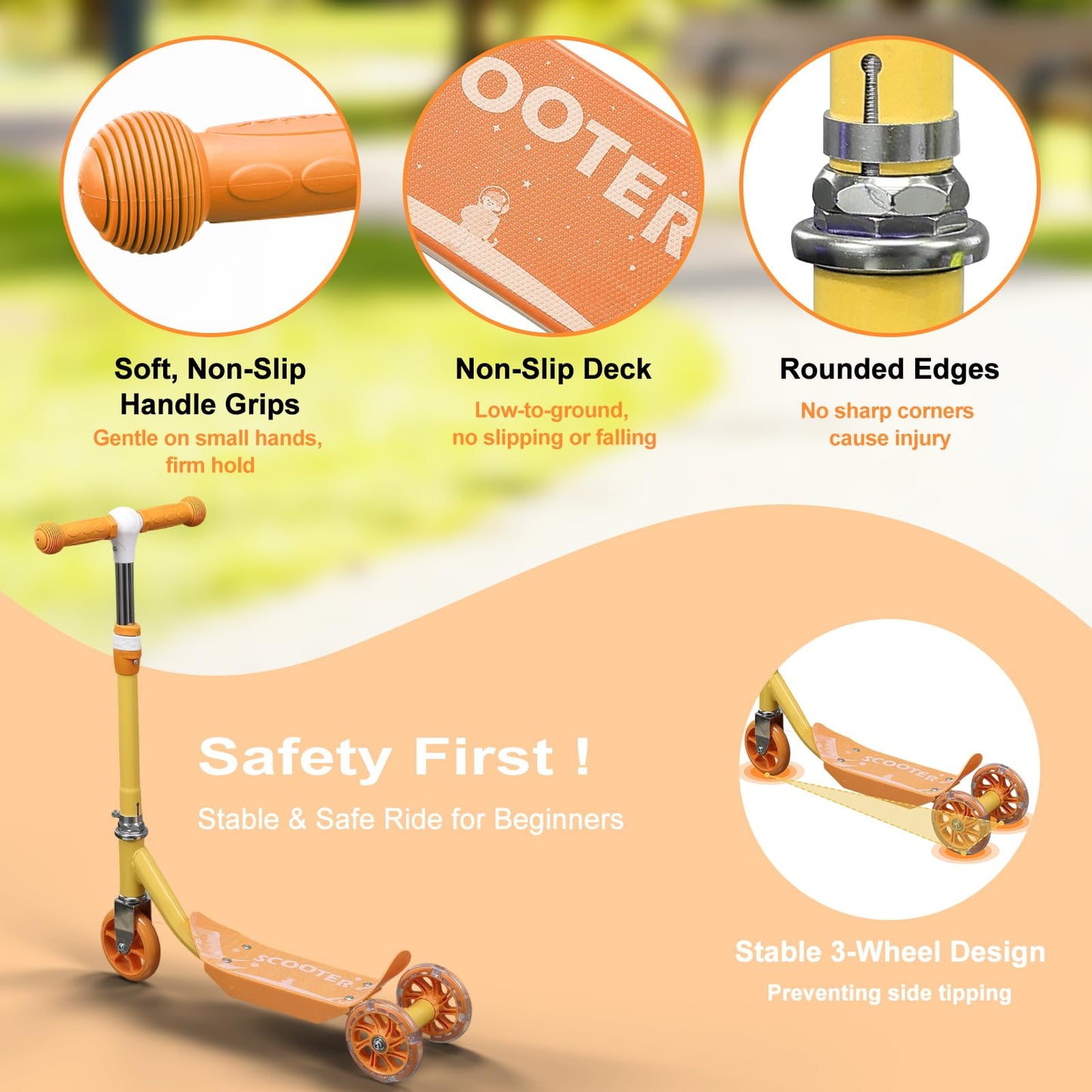 Scooter: LED Lighted 3 Wheel Scooters for Kids 3-5, Toddler Scooter for 3 Year Old, Heavy Duty Metal, 3 Adjustable Height Handlebars, Anti-Slip Deck, for Boys Girls Ages 3-5 5-7, up to 110 Lbs