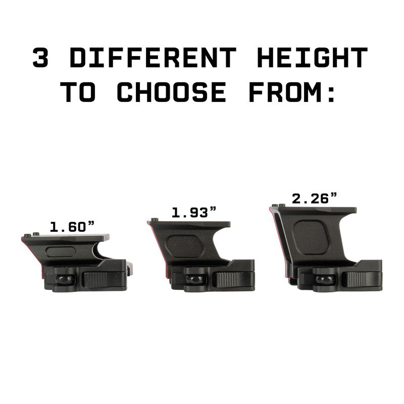 Monstrum Hypergrip Red Dot Riser Mount with QD Quick Release | Compatible with RMR Footprint | 1.6" Center Height
