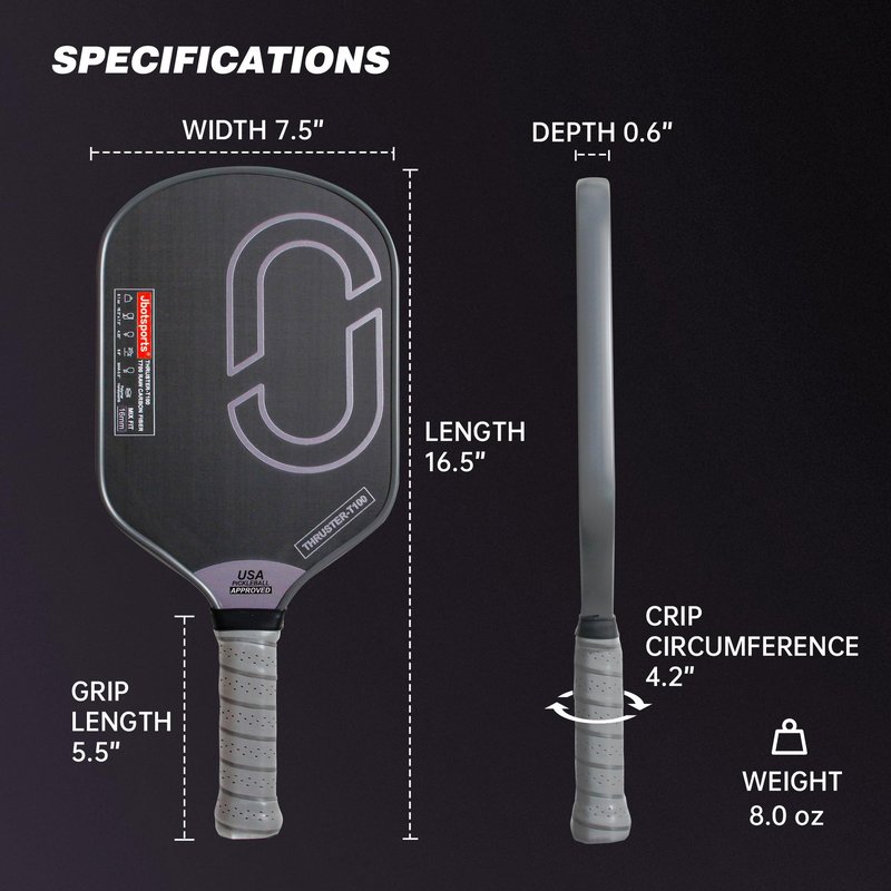 T700 Carbon Fiber Pickleball Paddle, Professional Pickle Ball Paddle Textured Surface with High Grit & Spin, Pickleball Racket Designed for Ultimate Spin & Control, Thruster-T100