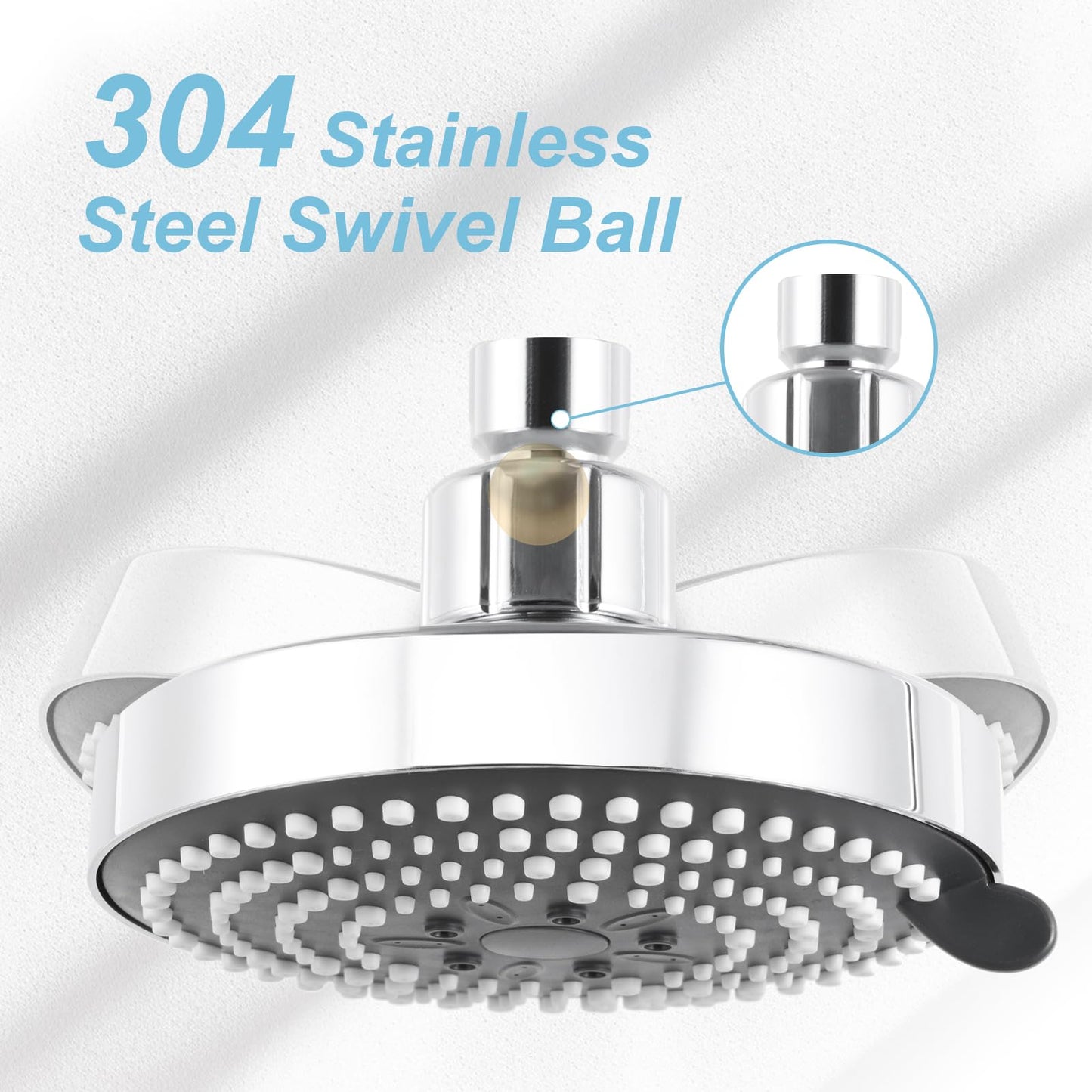 OFFO Shower Head, High Pressure Shower Head with 6 Mode, Fixed Showerheads for Strong Water Flow & Relaxing Shower Experience, Chrome