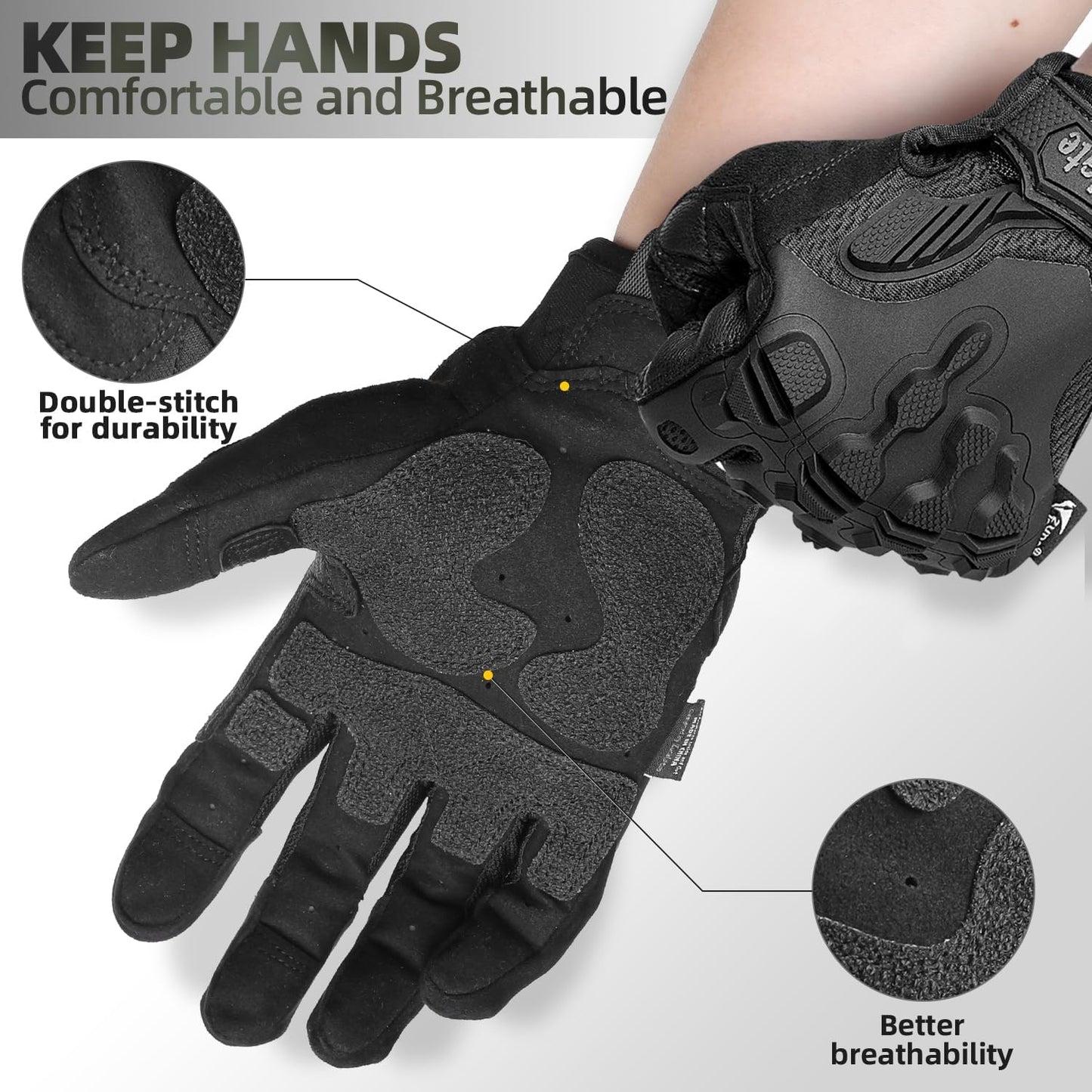 ZUNE LOTOO Tactical Touchscreen Gloves - Kevlar-Lined & TPR Impact Protection | Black/Red/Green/Tan