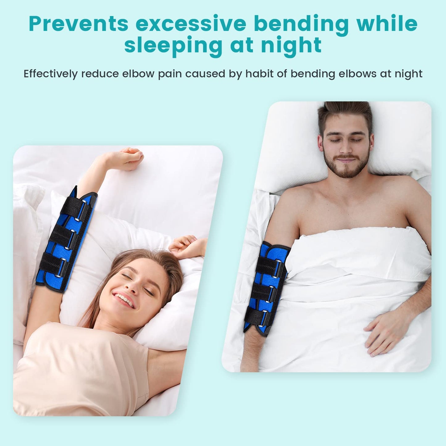 Elbow Brace for Ulnar Nerve Cubital Tunnel Syndrome for Women and Men, Arm Splint Left & Right Elbow Support Immobiliser for Straighten Arms to prevent Elbow Bending While Sleeping - L
