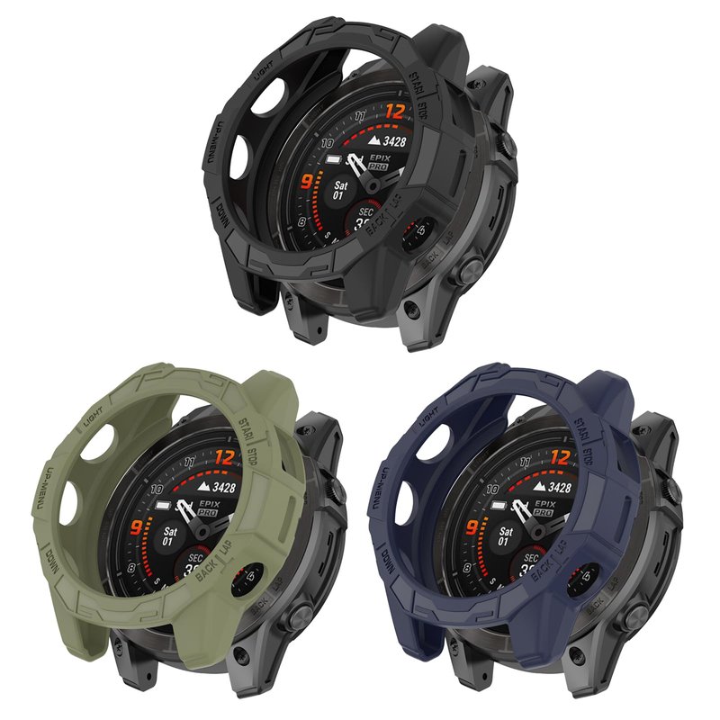Protective for Garmin Fenix7S/Fenix 7SPro/EPIX Pro 42mm Case Cover Bumper Shell TPU Anti-Scratch Frame Accessories(Black+Blue+Green)