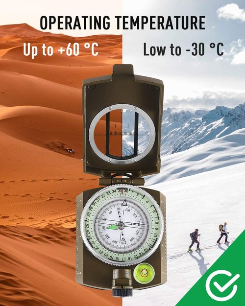 Eyeskey Tactical Survival Compass - Waterproof & Impact Resistant | Lensatic Sighting with Lanyard & Pouch