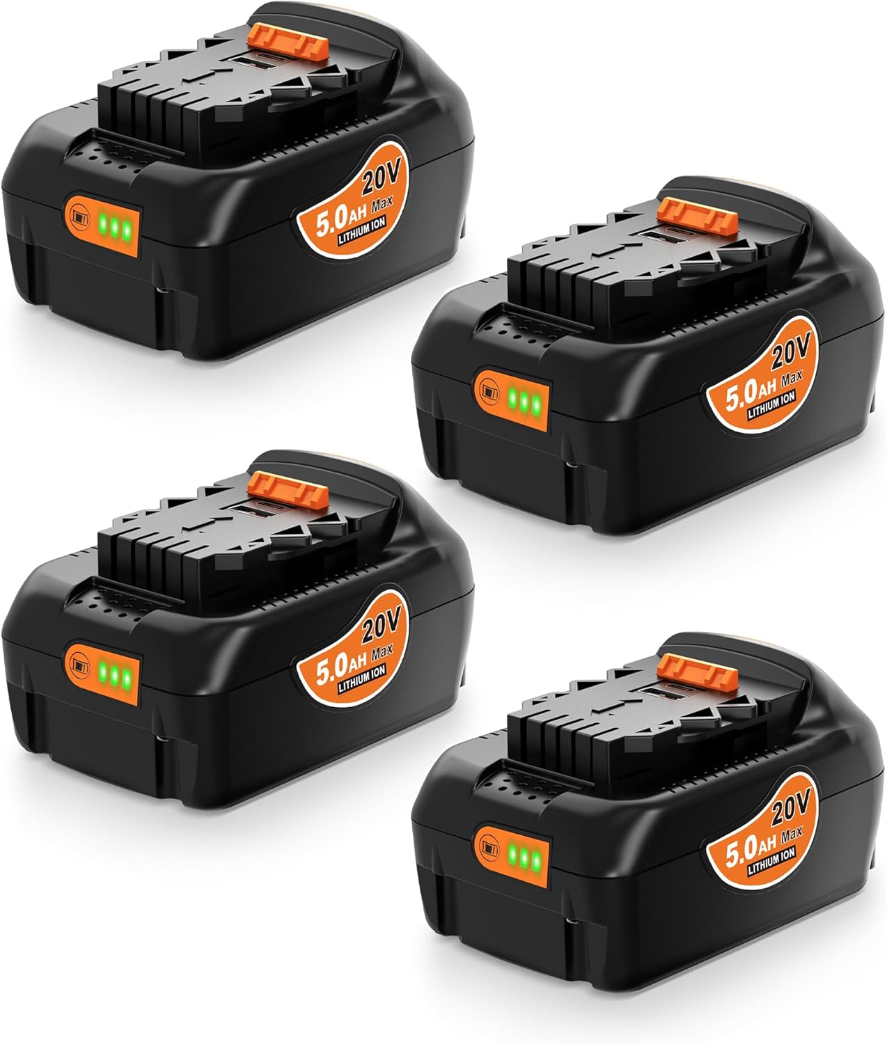 Dewalt 20V MAX 5.0Ah Lithium Ion Battery Replacement - 2-Pack with USB & USB-C Ports