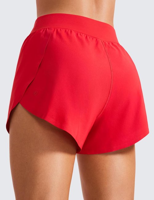 CRZ YOGA High Waisted Running Shorts - Comfy Mesh Liner for Women | Quick Dry & Split Design
