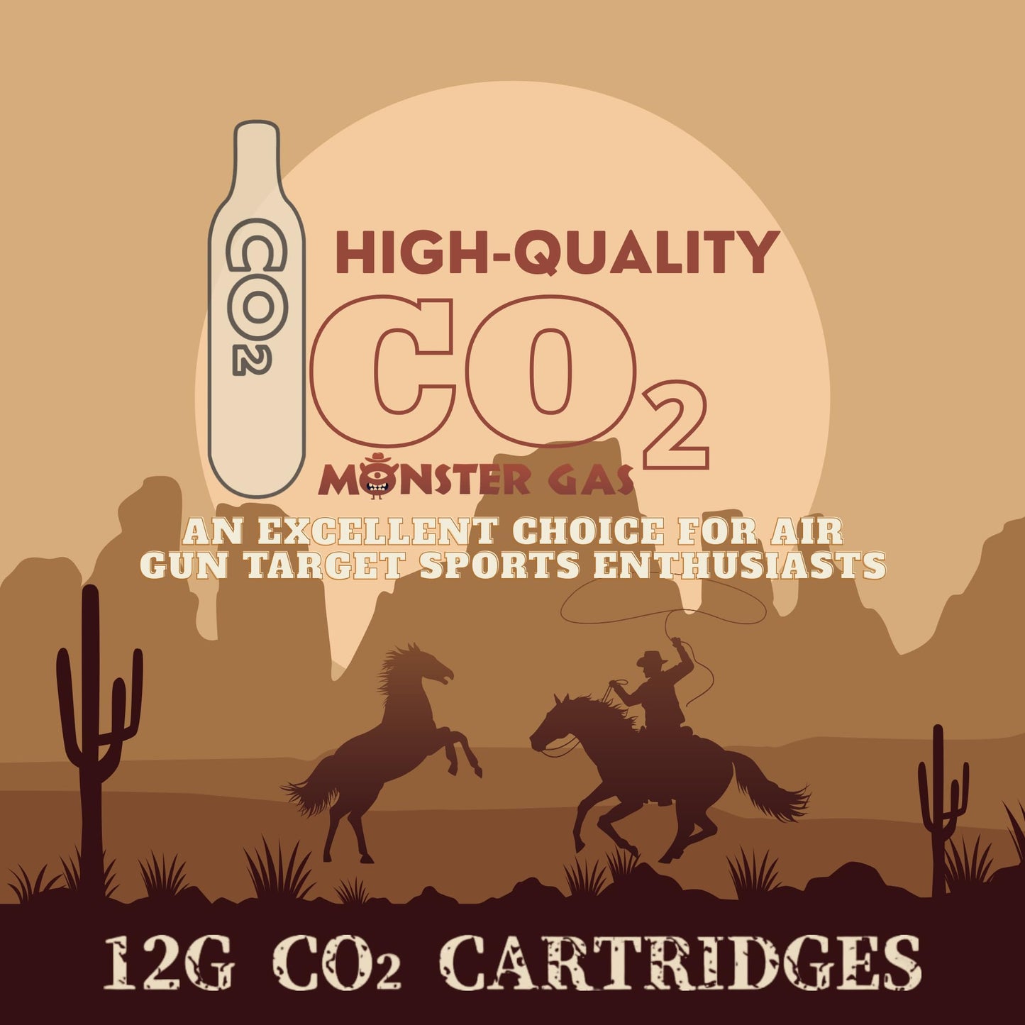 Monster Gas 12g Cartridges for Air Gun, Pepper Gun, BB Gun, Airsoft Gun, Air Pistol, Air Rifle, P2P HDP Non-Threaded Compatible(25 Count)