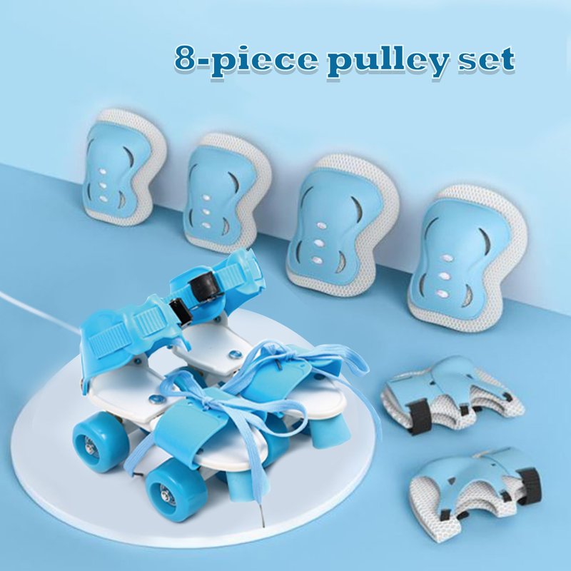 Roller Skates for Girl Boy,Quad Rollerskate for Little Kid Age 2-5, Adjustable Size from 6C-12C,Retractable Skates for Beginning with Knee,Hand Protection, Birthday Gift Indoor Outdoor Sport