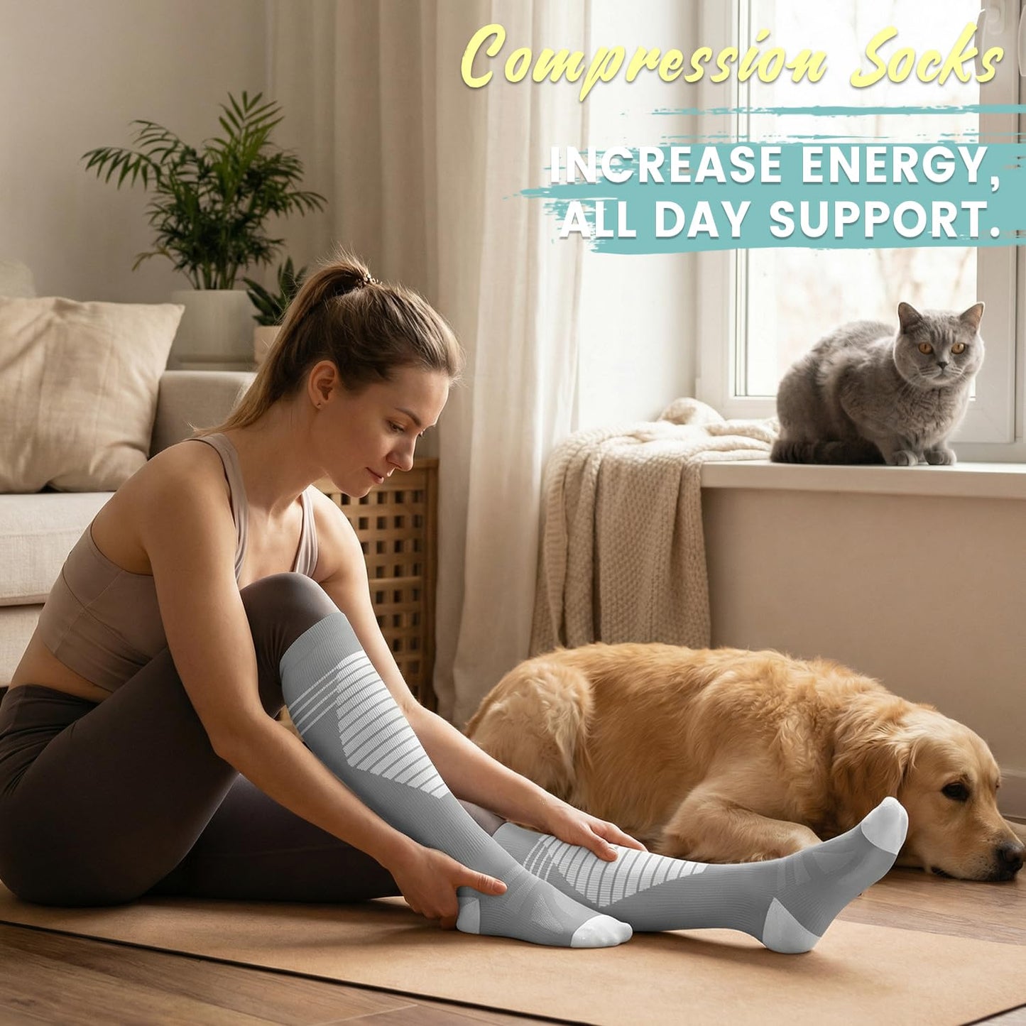 Iseasoo Copper Compression Socks 15-20 mmHg for Men & Women 8 Pairs – Circulation Support for Nurses, Travel, Running, Hiking, Soccer（L/XL）