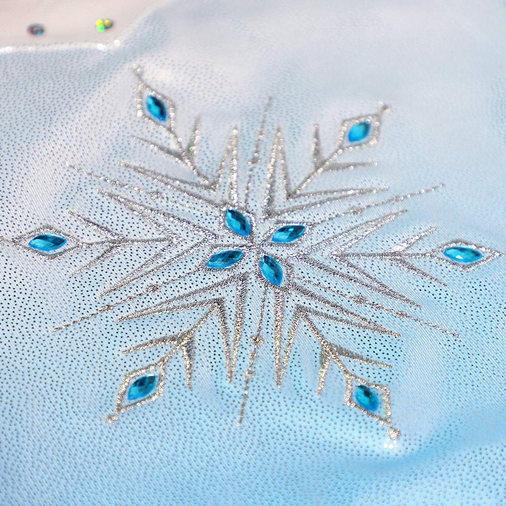 HOZIY Gymnastics Leotards With Shorts for Girls 7-8 7/8 Ombre White Blue Embroidery Snowflakes Diamond Rhinestone Biketard