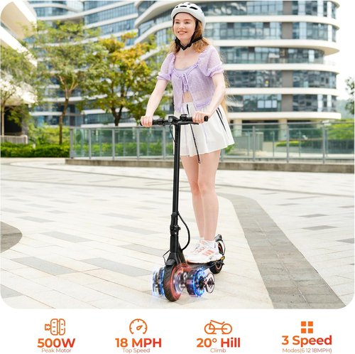 Electric Scooter by [Brand Name] - 500W Motor, 23 Miles Range, 21 MPH Speed, Foldable & Lightweight