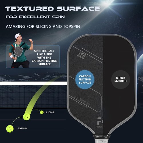 FeichangKeji Pickleball Paddles Set of 2 T700 & 16mm Carbon Fiber Pickleball Paddles with CMS Matte Surface Lightweight Honeycomb Core & Durable Edge Guard Protector & Comfortable Grip