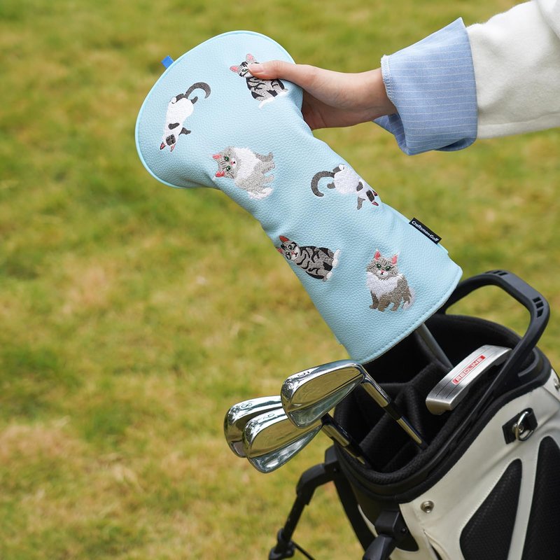 Craftsman Golf PU Leather Cat Embroidery 460cc Driver Headcover Cover Cute Norwegian Forest Tabby Siamese Cat