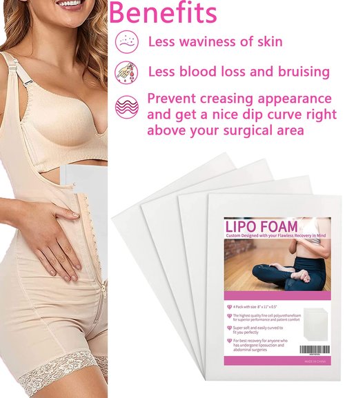 KAIHENG Lipo Foam Board 4Pack Liposuction Surgery waist-supports Foam Sheet for Recovery BBL Supplies 8"X11" Lipo Foam Pads for Post Surgery Help Out When Using Ab Board Compression Garments