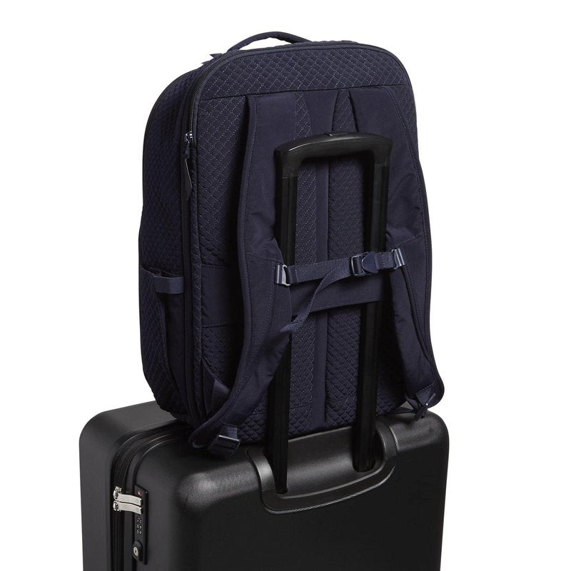 Vera Bradley Women's Microfiber Large Travel Backpack Travel Bag, Classic Navy, One Size