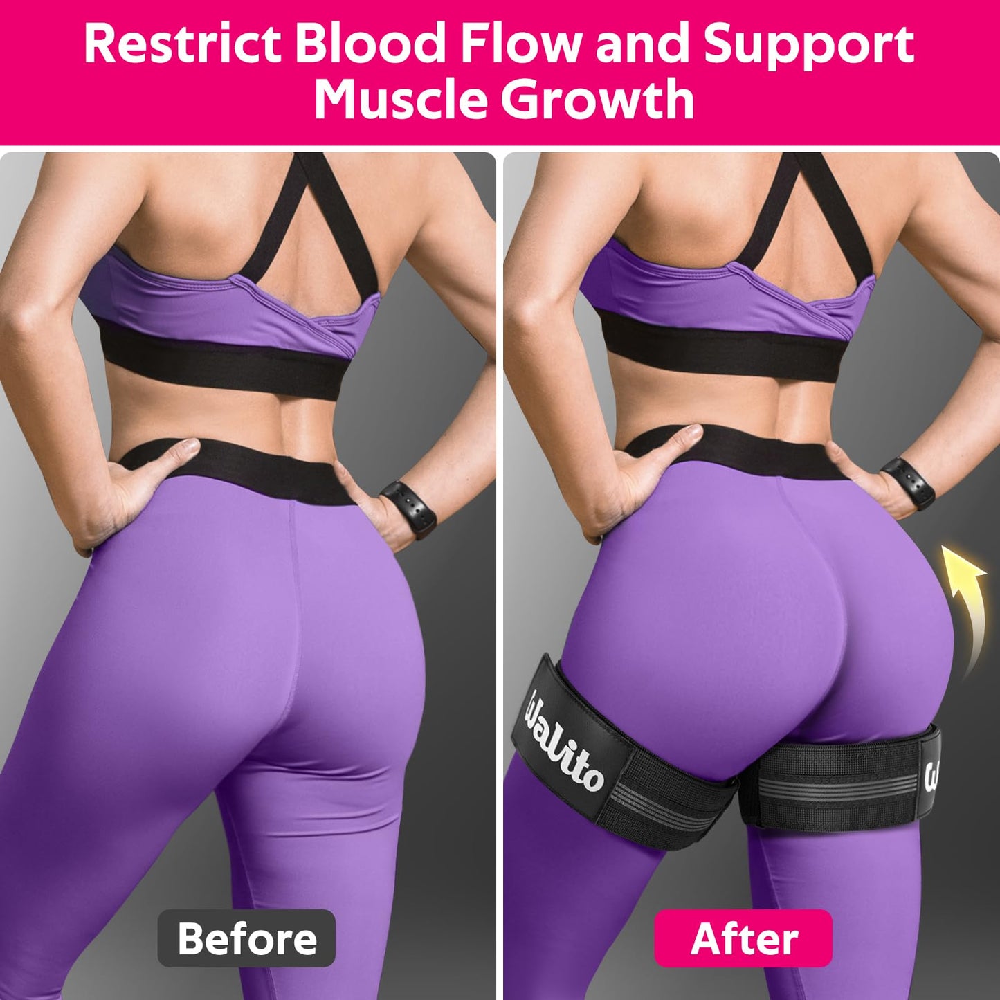 Booty Bands for Women Glutes - BFR Blood Flow Restriction Bands with Weekly Plan for Legs, Butt & Hip Building, Occlusion Bands for Workouts, Fabric Bands for Squat Butt & Thigh