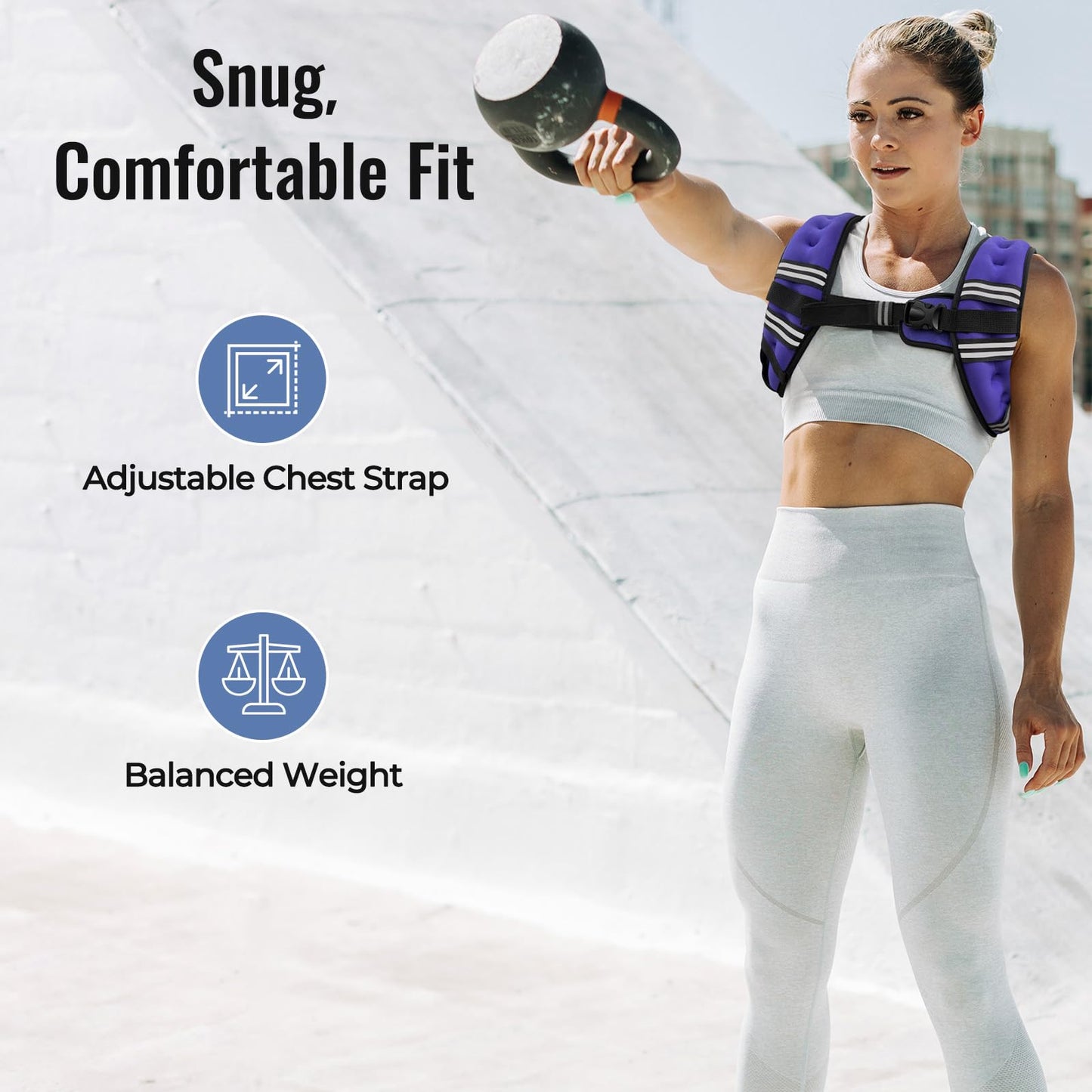 Zeerun Weighted Vest, 6lb/8lb/10lb/12lb/15lb/18lb/20lb/24lb/30lb for Men Women, Reflective Stripe Adjustable Buckle, Comfortable Durable Rucking Vest for Walking Running Strength Training, 6LBS-Purple