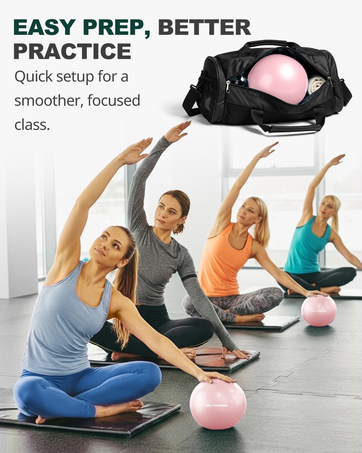 Trideer 9-Inch Pilates Ball - Small Exercise Ball for Yoga, Core Training & Stability