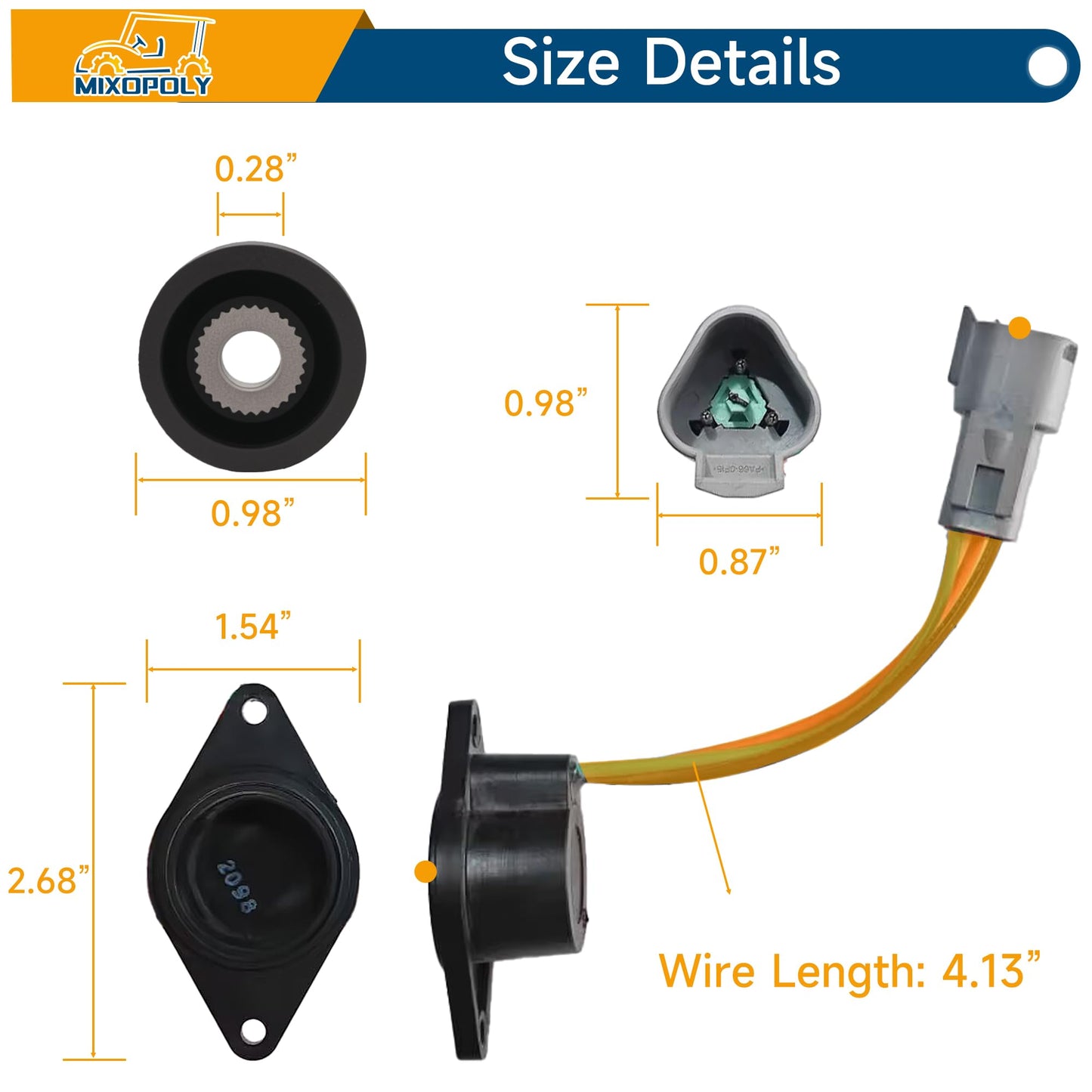 Mixopoly Golf Cart IQ Speed Sensor for Club Car DS/Precedent 2004-Up Electric Golf Cart, 48-Volt Motor High Speed Sensor, OEM# 102704901 102265601