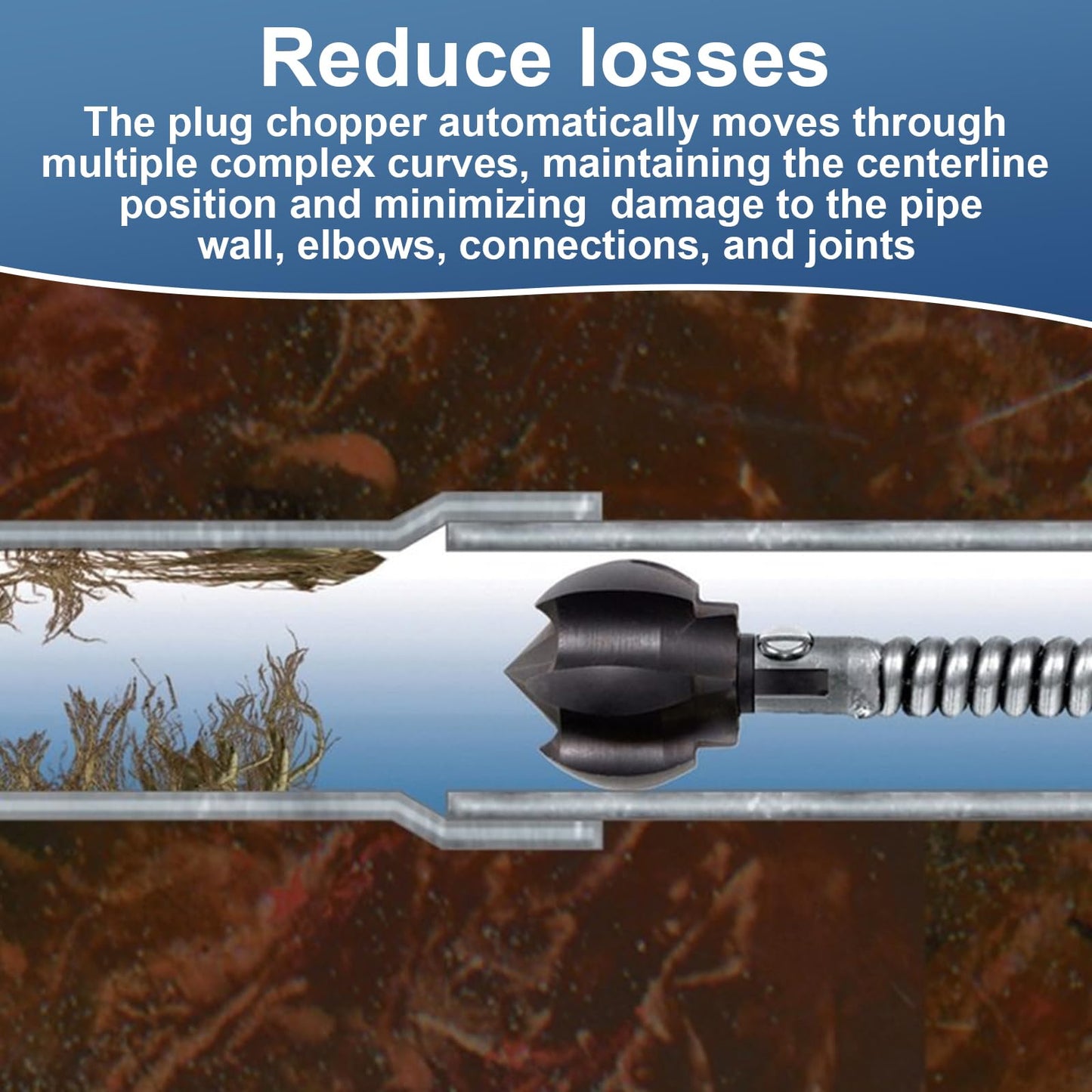 Aulpq Drain Cleaner Cutter Heads (2-1/2CG) F/5/8& 3/4" Cables, Clog Chopper Multi Function Cuttin Tool, Black