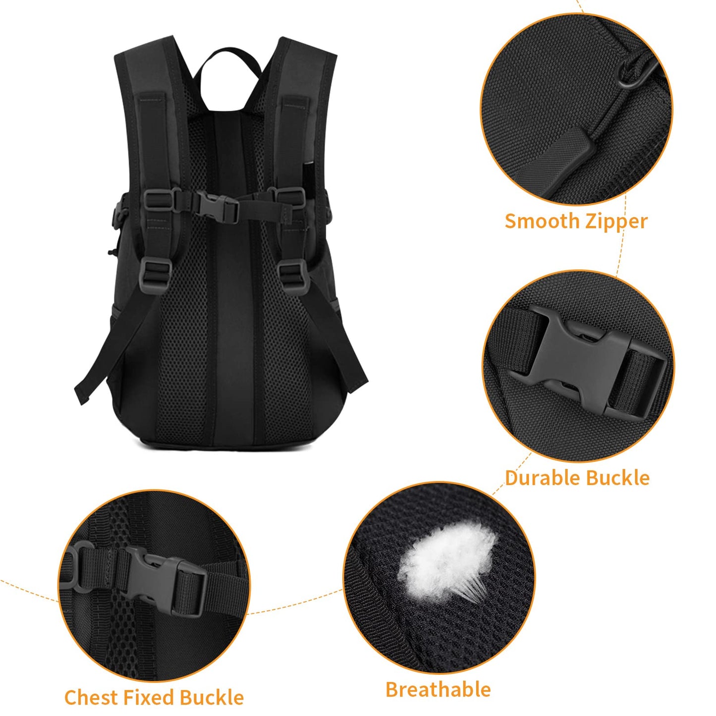 HUNTVP 10L Tactical Backpack Small Backpack Mini Daypack Military MOLLE Rucksack Gear Tactical Assault Pack Bag for Hunting Camping Trekking(10L-Black)