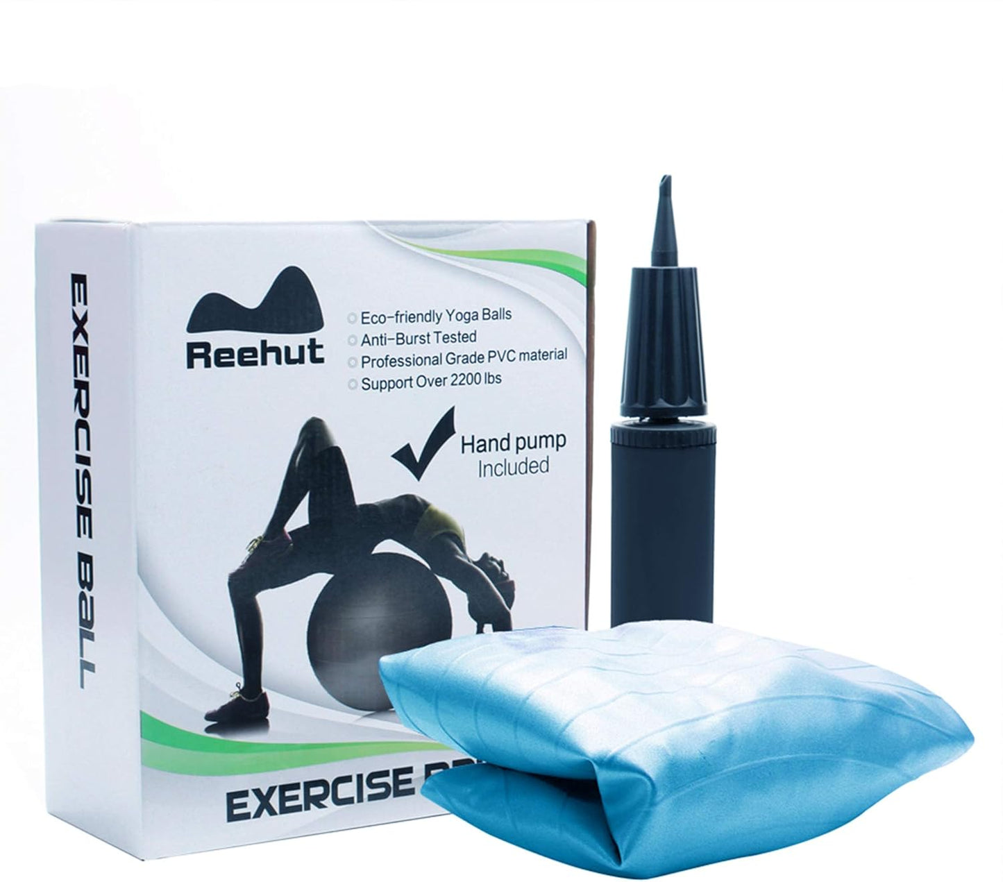 REEHUT Exercise Ball - Anti-Burst Yoga & Fitness Ball | Extra Thick Stability Ball for Home & Gym (55cm, 65cm, 75cm)