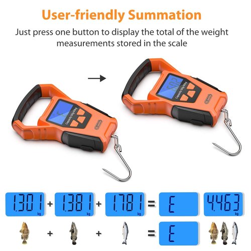 Dr.meter Waterproof Fish Scale - Digital Luggage Weight Scale with Backlit LCD Display | 110lb/50kg Capacity