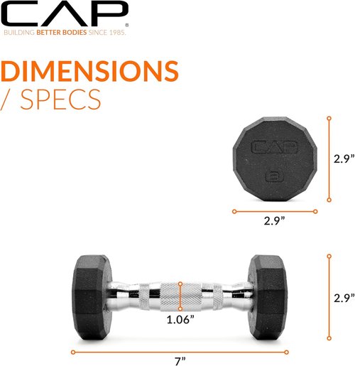 CAP Barbell Coated Hex Dumbbell - Versatile Weight Options from 10 to 120 lbs | Durable Design